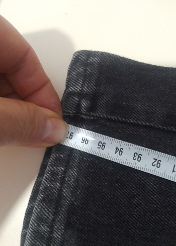 Siyah Bol Kesim Midi Kadın Kot Pantolon - Görsel 7