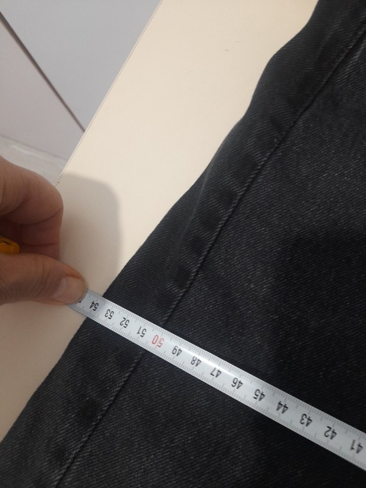 Siyah Bol Kesim Midi Kadın Kot Pantolon - Görsel 5