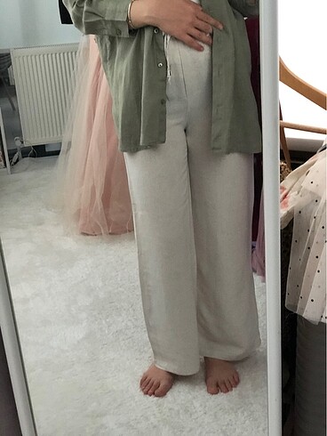 Keten naturel pantolon