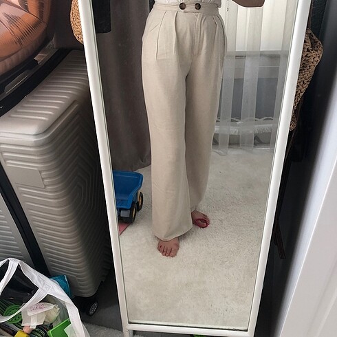 Keten naturel pantolon