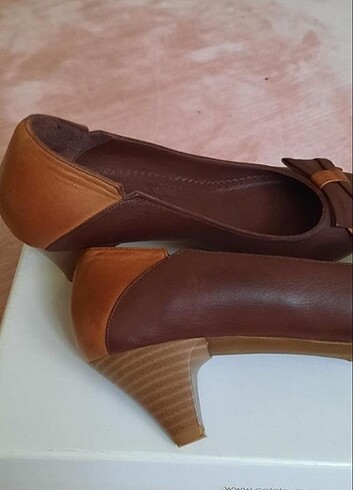 36 Beden kahverengi Renk Hakiki deri stiletto