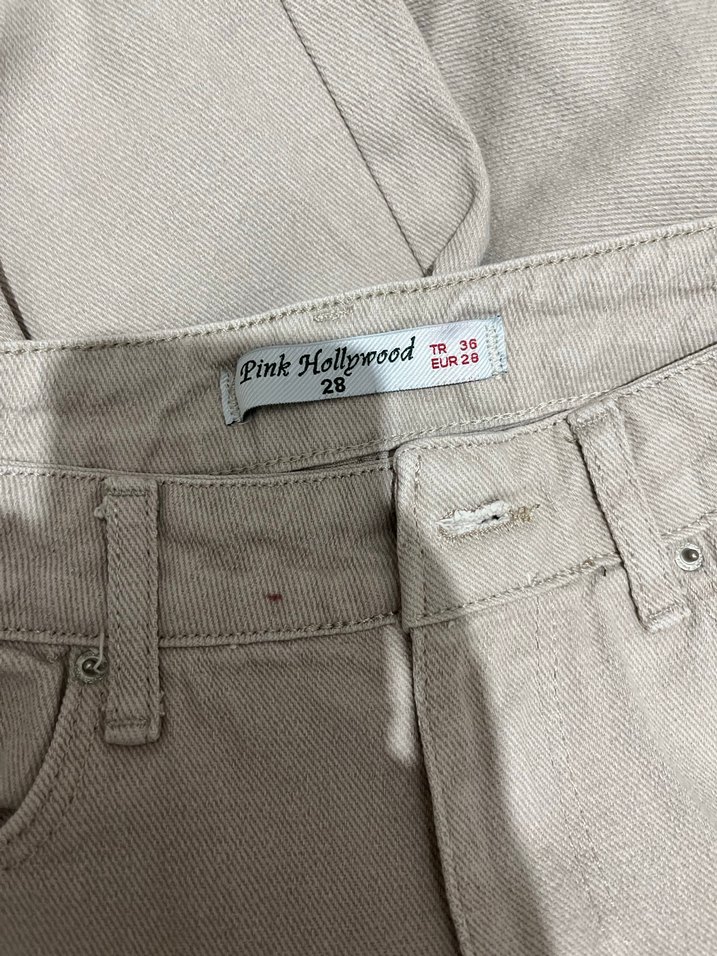 Mango Bej Kadın Regular Fit Denim Pantolon - Görsel 3