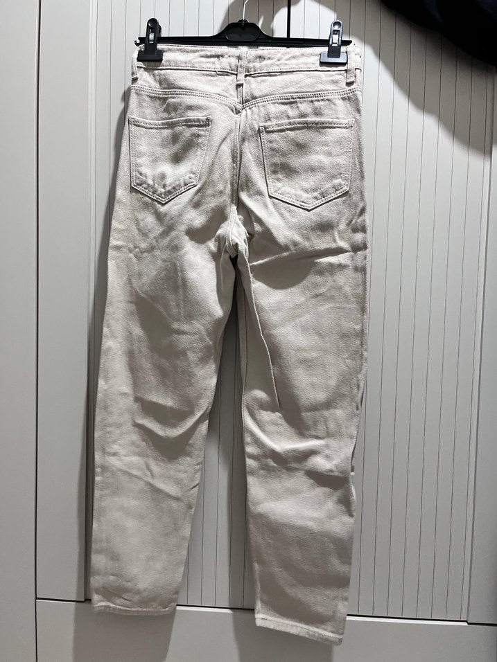 Mango Bej Kadın Regular Fit Denim Pantolon - Görsel 2