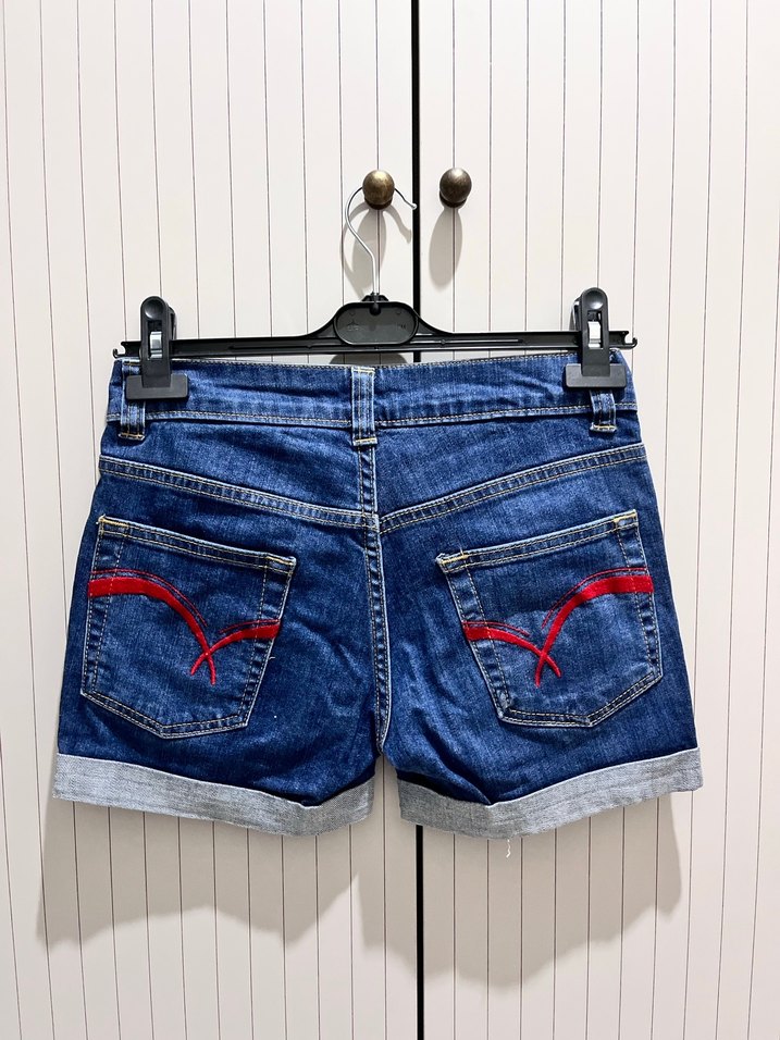 Zara Kadın Lacivert Mini Kot Şort - Görsel 2