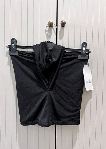 Mango Siyah Drapeli V Yaka boyundan bağlamalı bluz - Görsel 3