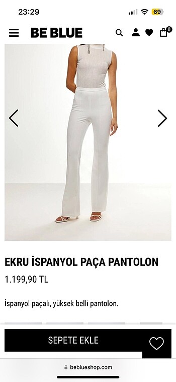 Suud Collection Beblue ekru pantolon