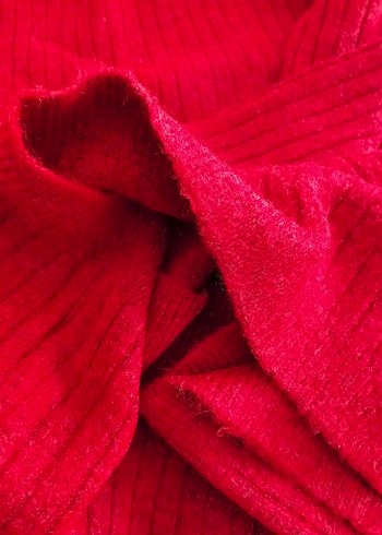 Bordo Uzun Kollu Boğazlı Triko Elbise - Görsel 4