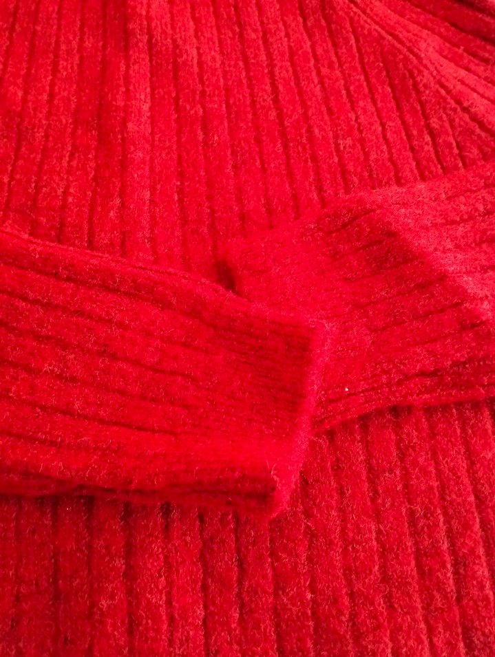 Bordo Uzun Kollu Boğazlı Triko Elbise - Görsel 5