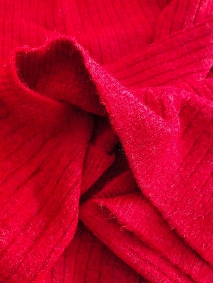 Bordo Uzun Kollu Boğazlı Triko Elbise - Görsel 4