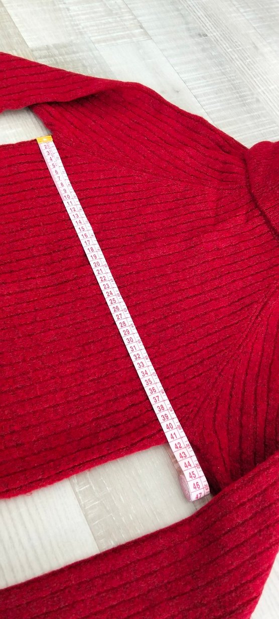 Bordo Uzun Kollu Boğazlı Triko Elbise - Görsel 2