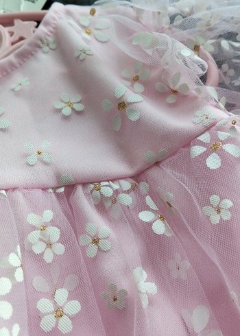 Etiketli pembe papatya tül elbise - Görsel 5