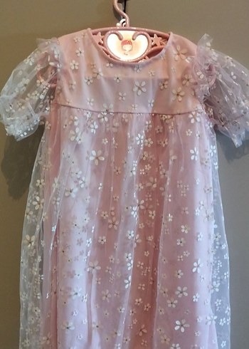 Etiketli pembe papatya tül elbise - Görsel 2