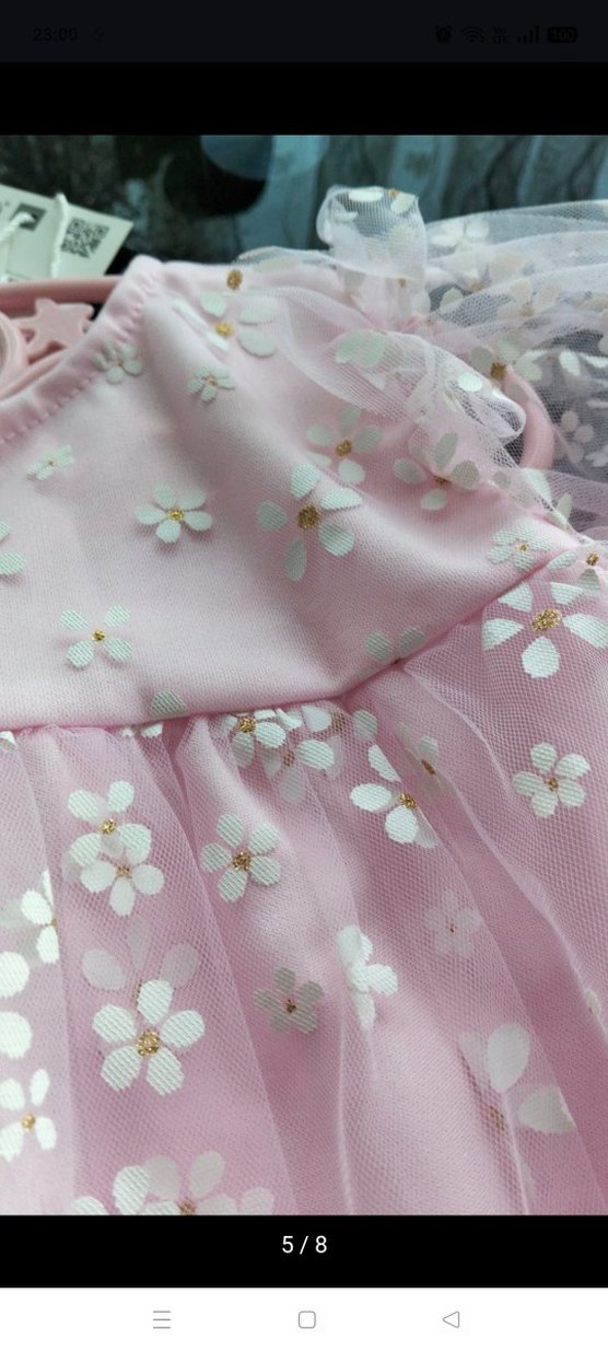 Etiketli pembe papatya tül elbise - Görsel 5