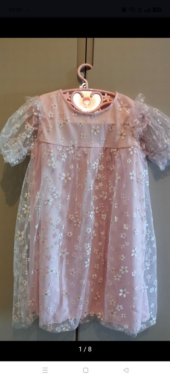 Etiketli pembe papatya tül elbise - Görsel 2