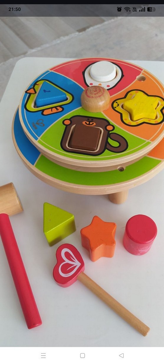 Hape marka renkli ahşap eğitici şekil eşleştirme oyunu - Görsel 2