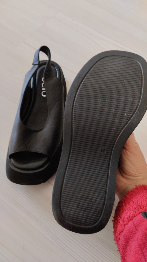 Siyah Platform Topuklu Kadın Sandalet - Görsel 2