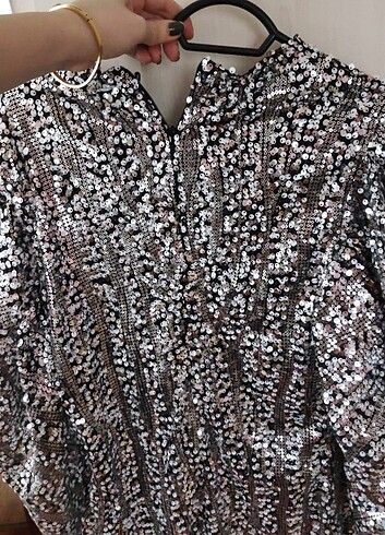 Zara pullu karpuz kollu elbise  - Görsel 6