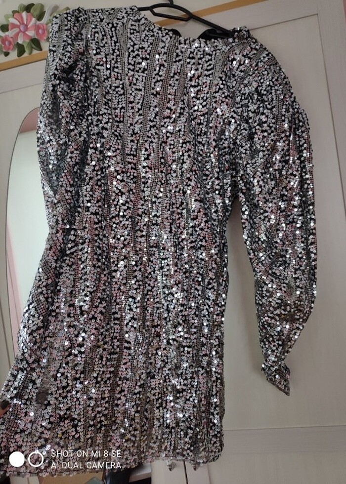 Zara pullu karpuz kollu elbise  - Görsel 4