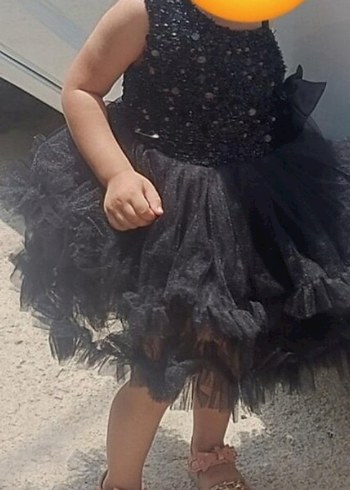 Siyah Fırfırlı Çocuk Goth Elbise