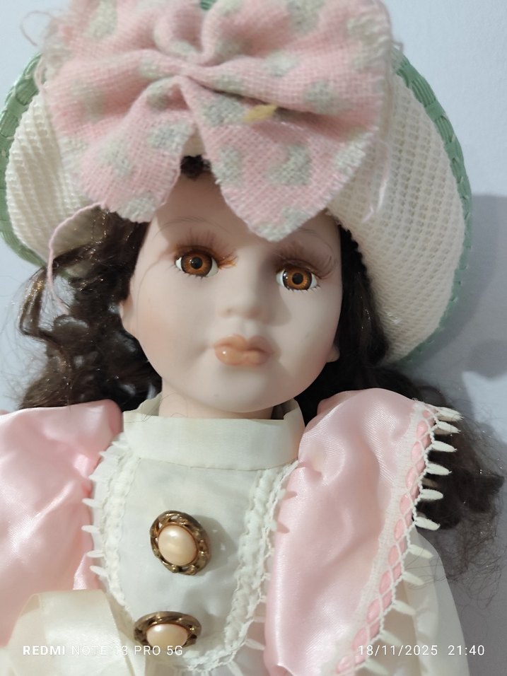 Pembe Dantel Detaylı porselen Bebek - Görsel 2