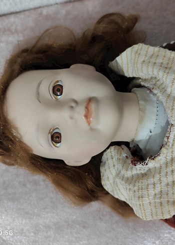 Kahverengi Saçlı porselen Bebek - Görsel 8