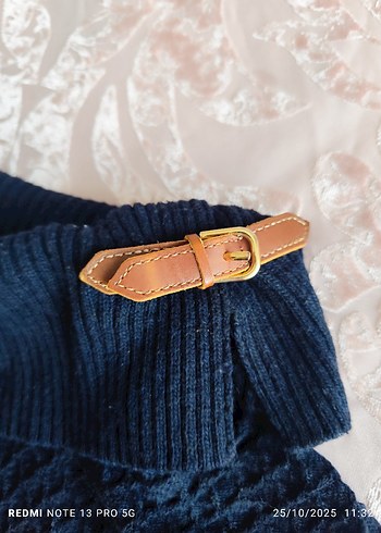 Kadın Lacivert Boğazlı Triko Kısa Kollu Kazak - Görsel 4