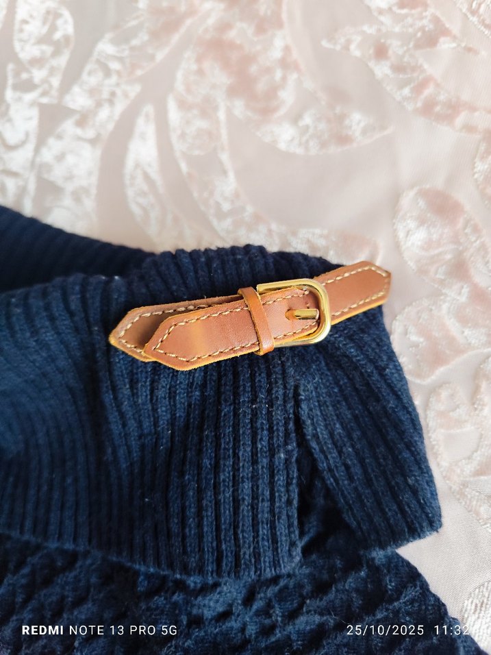 Kadın Lacivert Boğazlı Triko Kısa Kollu Kazak - Görsel 4