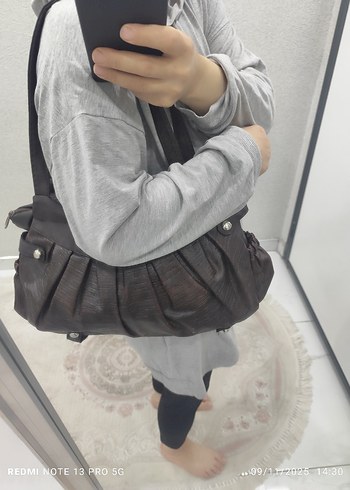 Kahverengi Deri Pilili Kadın Çanta - Görsel 5