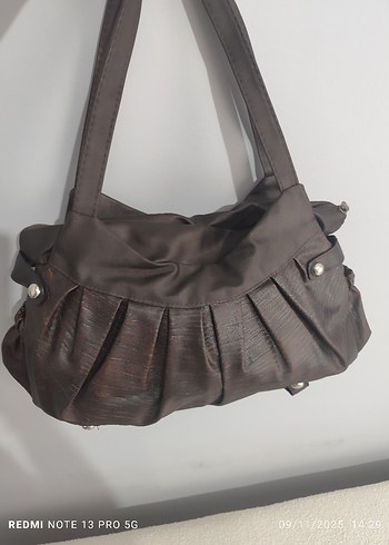 Kahverengi Deri Pilili Kadın Çanta - Görsel 2