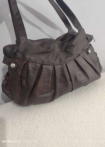 Kahverengi Deri Pilili Kadın Çanta - Görsel 6
