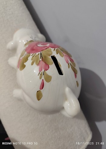 Çiçek Desenli Seramik kumbara Biblo - Görsel 6