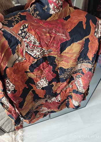 Bohem Tarzda Kahverengi Desenli Uzun Kollu Gömlek - Görsel 3