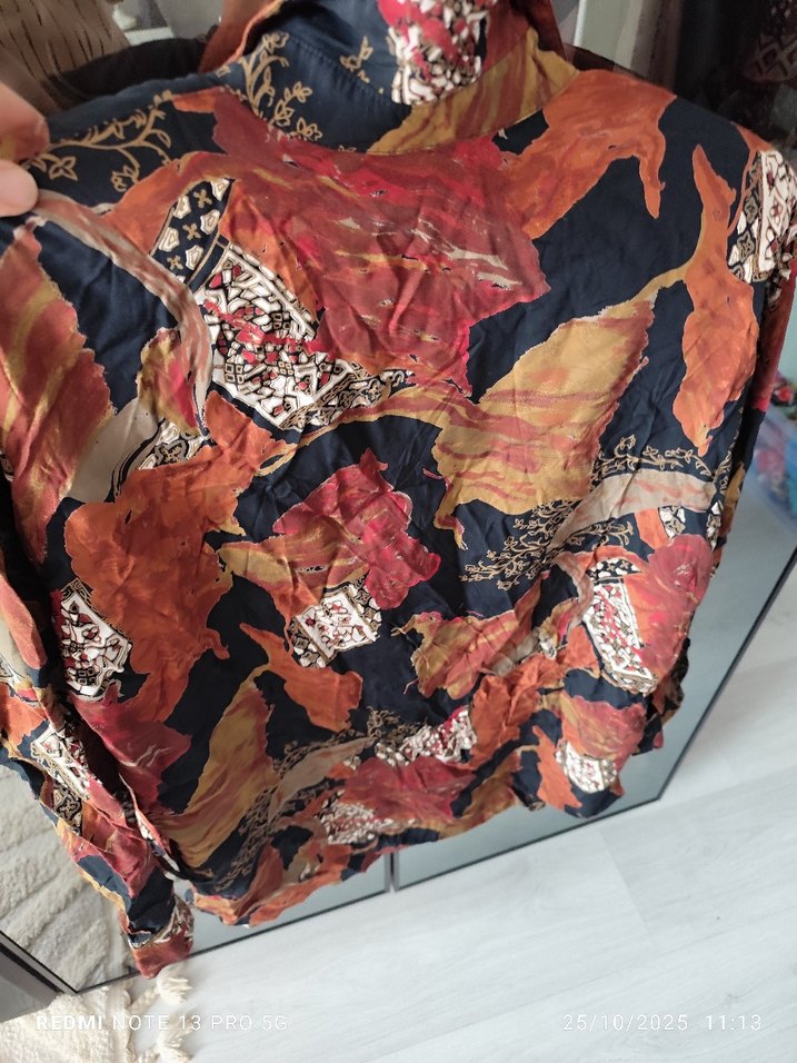 Bohem Tarzda Kahverengi Desenli Uzun Kollu Gömlek - Görsel 3