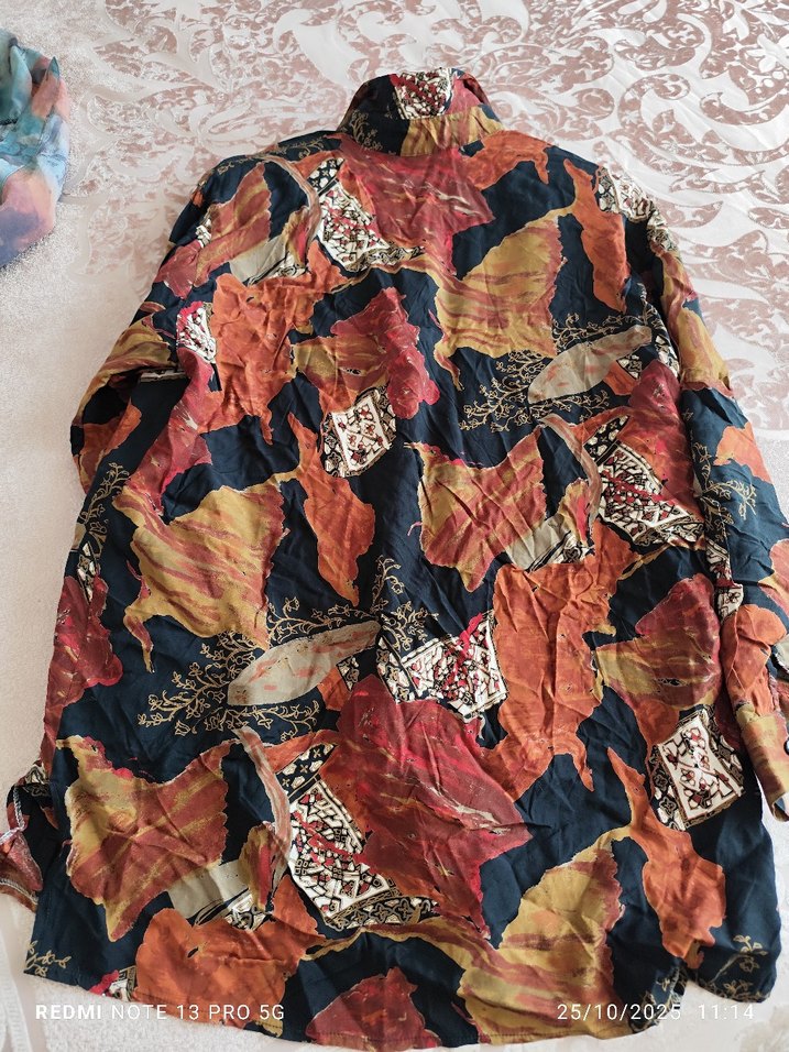 Bohem Tarzda Kahverengi Desenli Uzun Kollu Gömlek - Görsel 4