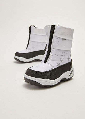 Kız Çocuk Beyaz Fermuarlı Bot - Görsel 2