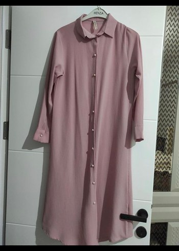 Düğmeli Pembe Uzun Kollu Tunik