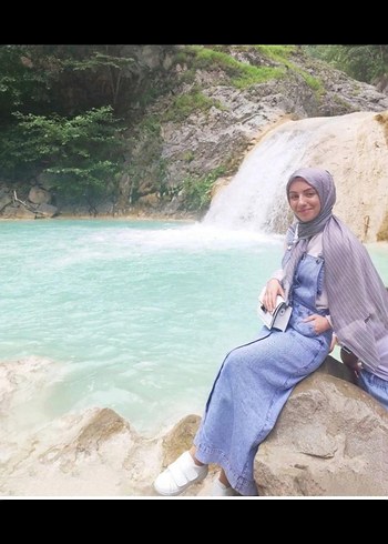 Diğer Düğmeli Mavi Uzun Kot Elbise
