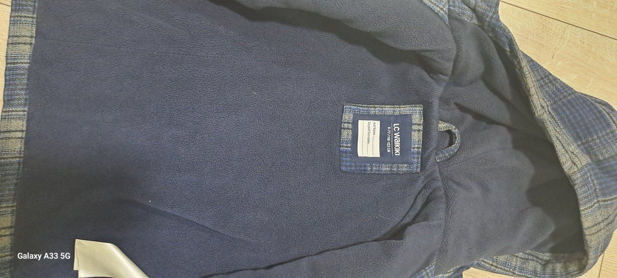 Gri Ekose Desenli Erkek Denim Ceket - Görsel 2