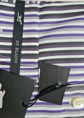 Mor Çizgili Erkek Gömlek - Görsel 2