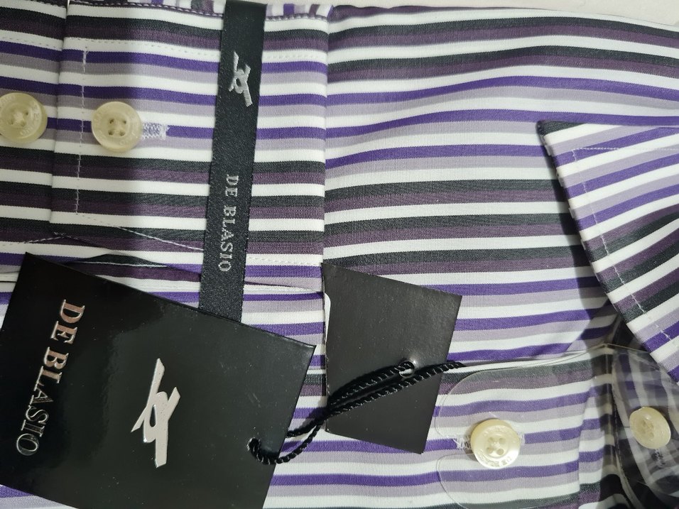 Mor Çizgili Erkek Gömlek - Görsel 2