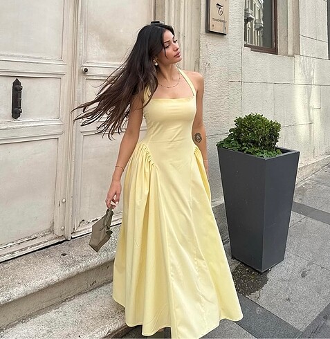 s Beden Sarı elbise