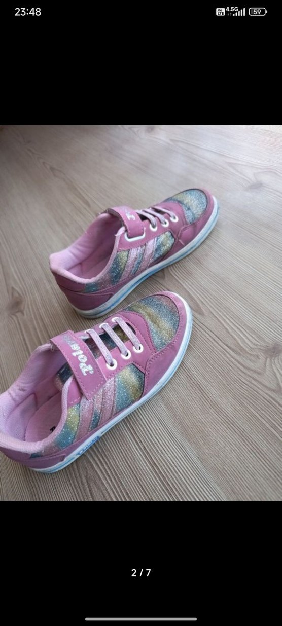 Pembe Simli Kız Çocuk Spor Ayakkabı - Görsel 2