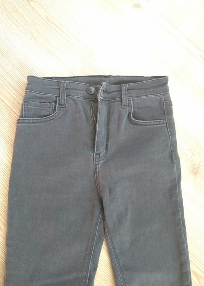 Gri slim fit kot pantolon  - Görsel 2