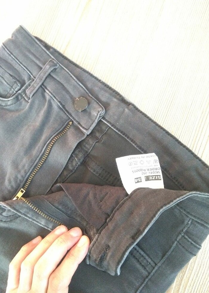 Gri slim fit kot pantolon  - Görsel 4