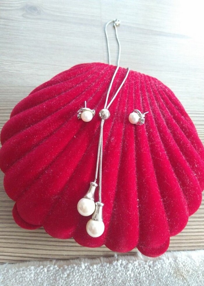 İncili kolye küpe  - Görsel 3