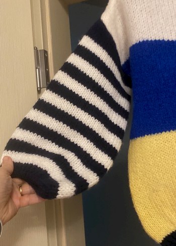 Renkli Bloklu Kadın Triko Kazak - Görsel 2