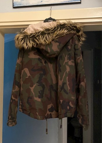 Kürk Detaylı Kamuflaj Kadın Kışlık Mont - Görsel 5