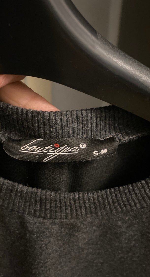 Gri Kadın Triko Düğmeli Uzun Kollu Sweatshirt - Görsel 2