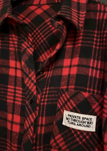 Kırmızı Ekose Desenli Kadın Gömlek - Görsel 3