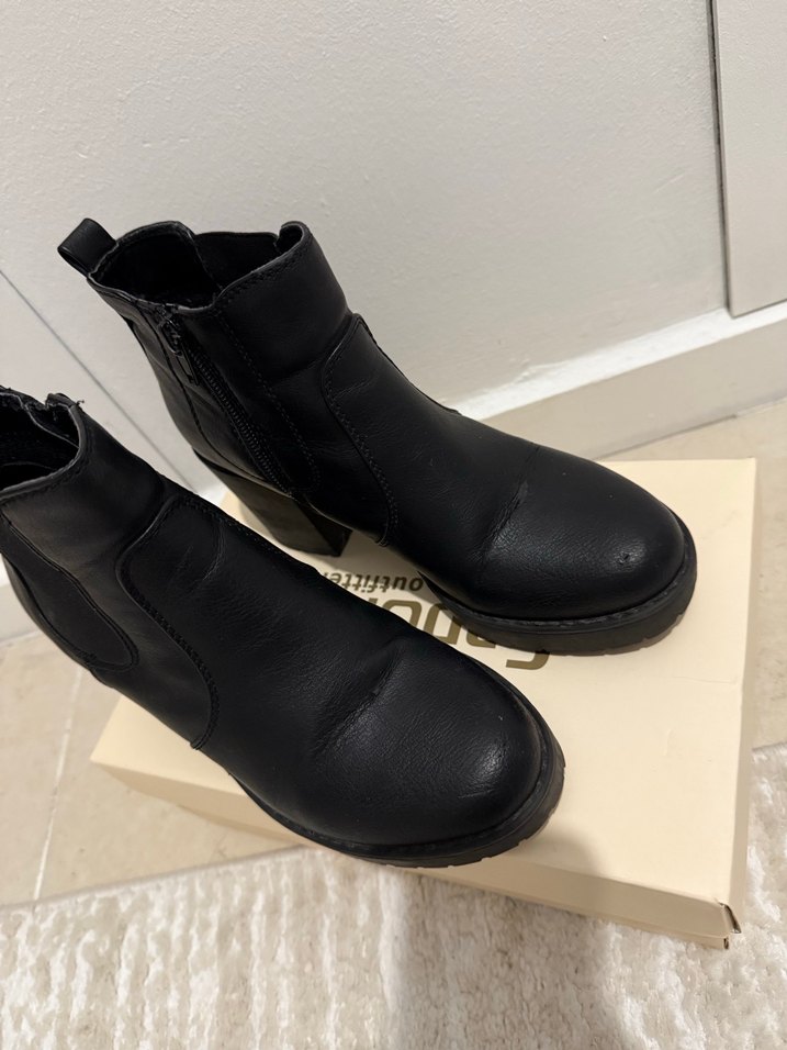 Kadın Siyah Deri Goth Topuklu Botlar - Görsel 3